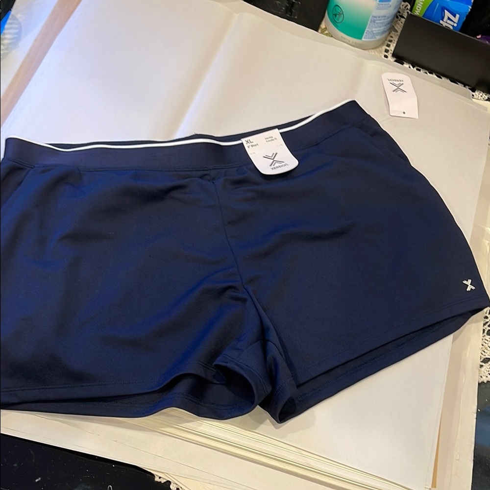 Xersion Blue Running Shorts XL – Stretchy Mid-Rise 3” Activewear NWT